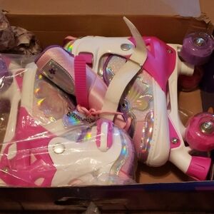 Sparkling Pink and Purple Kids Roller Skates